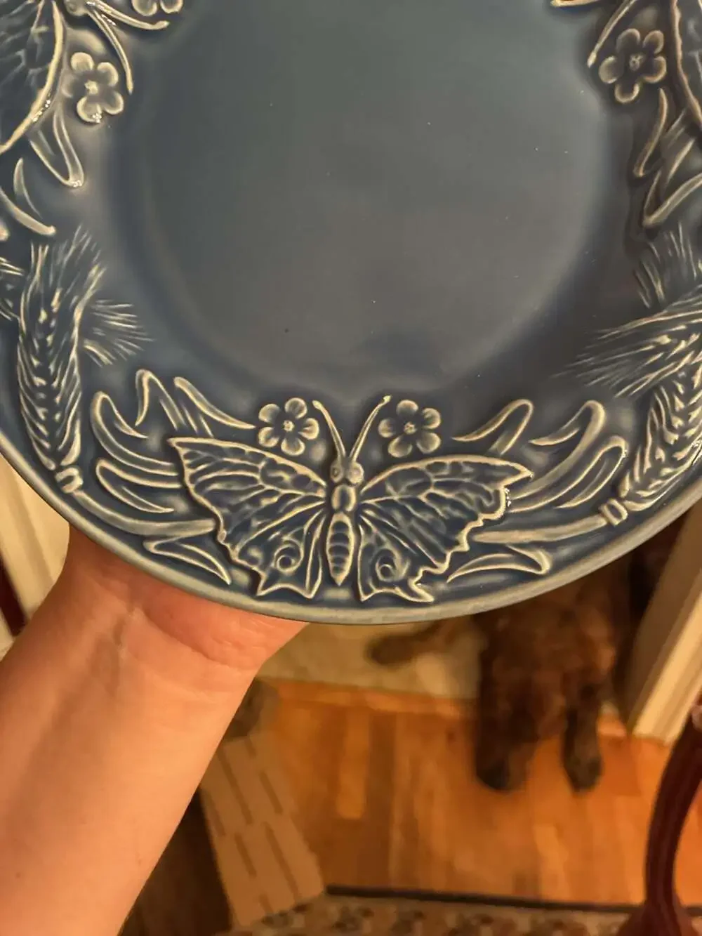 Bordallo Pinheiro Papillon Butterflies Wheat Blue Plate